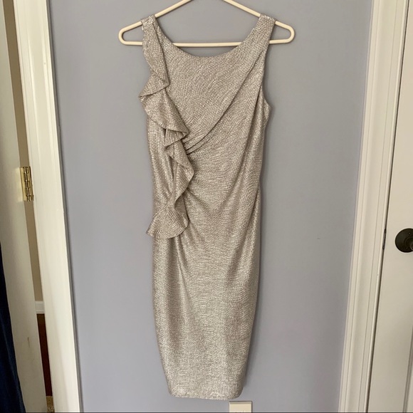 Simply Liliana Dresses & Skirts - Silver & gold cocktail dress with ruffle